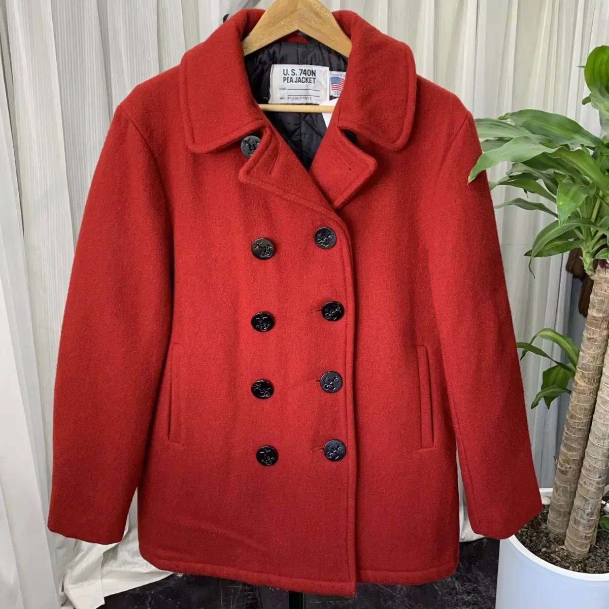 Schott US 740N PEA JACKET 쇼트 레드 피코트