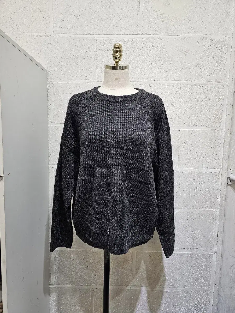 Knit Basic Ribbed Cotton Long Sleeve- Dark Gray