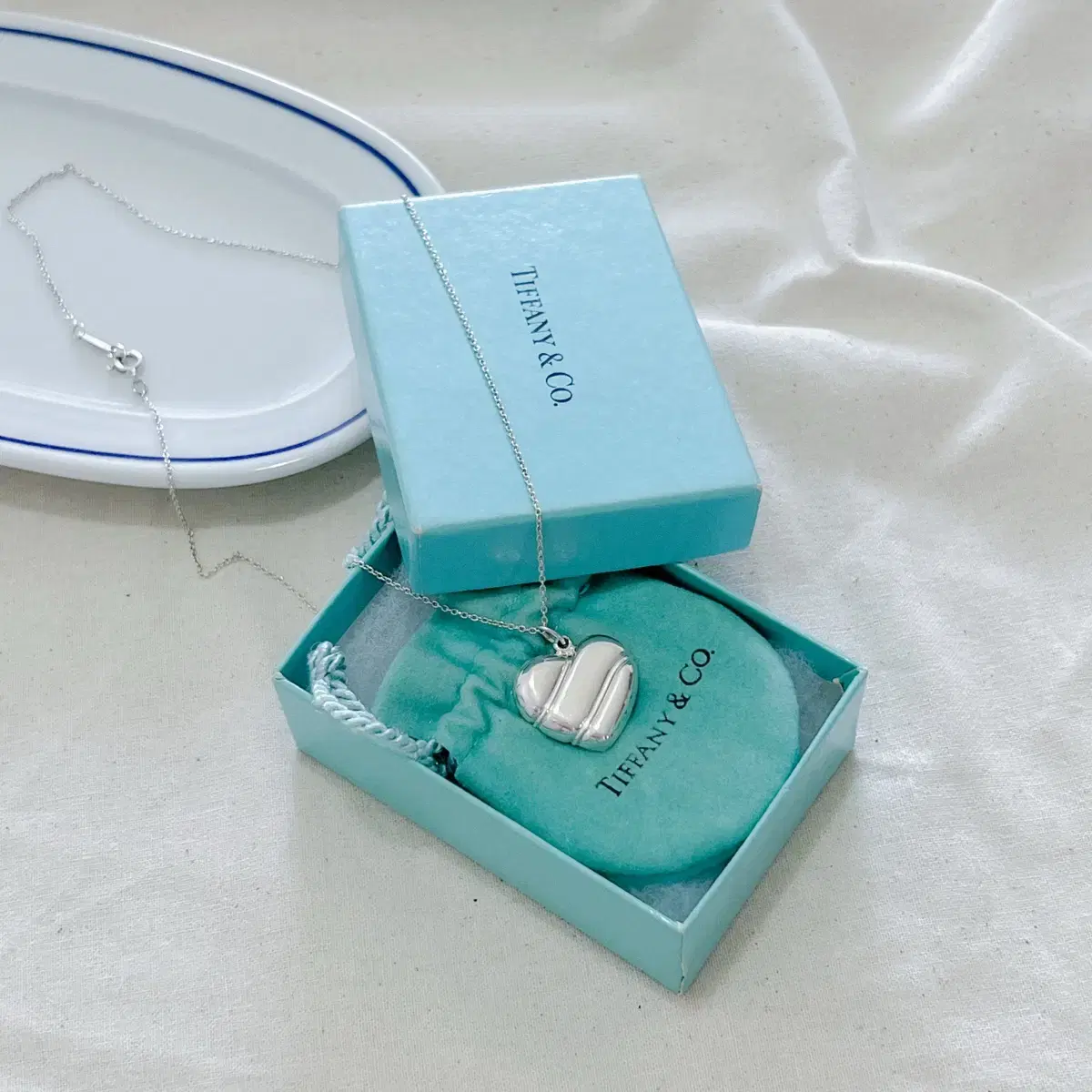 티파니 앤코 애로우 체인 볼륨 하트 925 실버 목걸이TIFFANY&CO