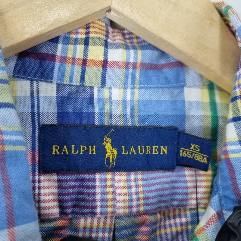 Z5759 RALPH LAUREN 배색 체크 반팔 남방 남XS