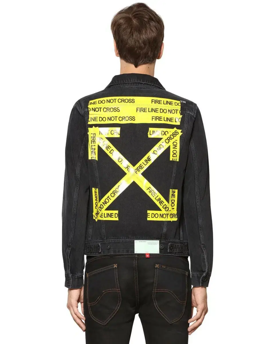 OFF WHITE 18ss 오프화이트 파이어라인 테이프 데님자켓