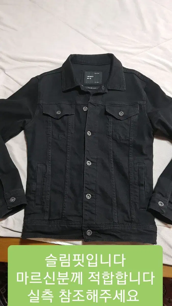 Zara Black Denim Jacket SlimM Chest50 Length67