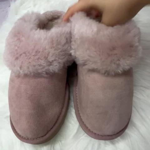 UGG 여성 스웨이드 여성 털 실내화