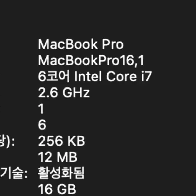 맥북 프로 16 2019 16G 512G i7 5500M