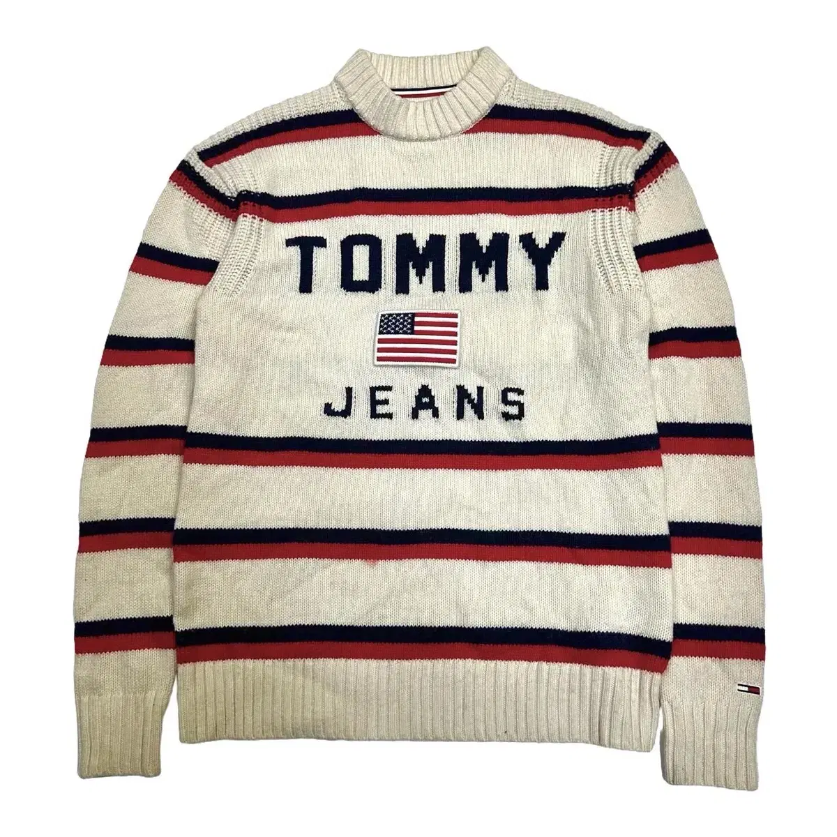 TOMMY-jeans 타미 진스 성조기 스트라이프 울 니트