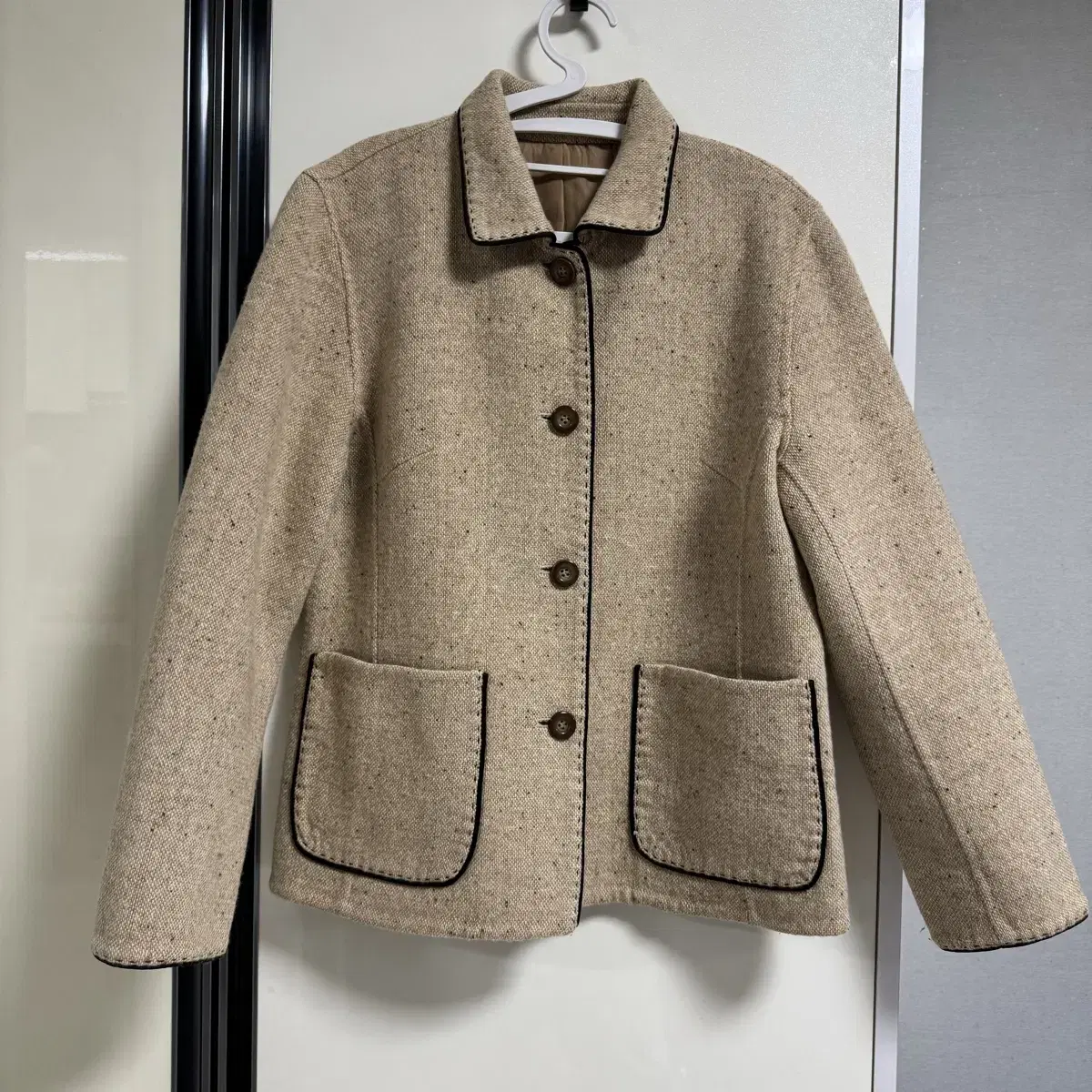 Imported wool blend half-coat beige