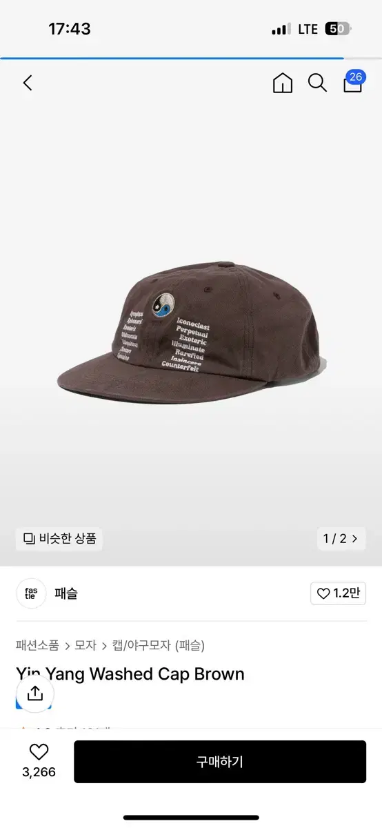 패슬 Yin Yang Washed cap