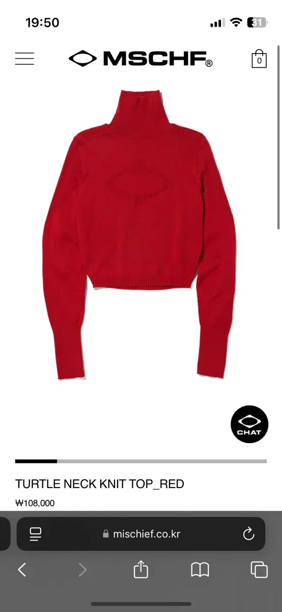 Mschf 미스치프 TURTLE NECK KNIT TOP_RED m