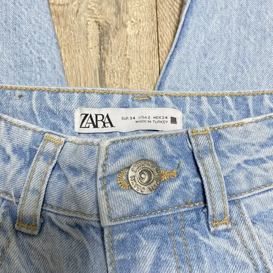 ZARA 자라 하이웨스트 배기핏 데님바지 청바지 아이스블루