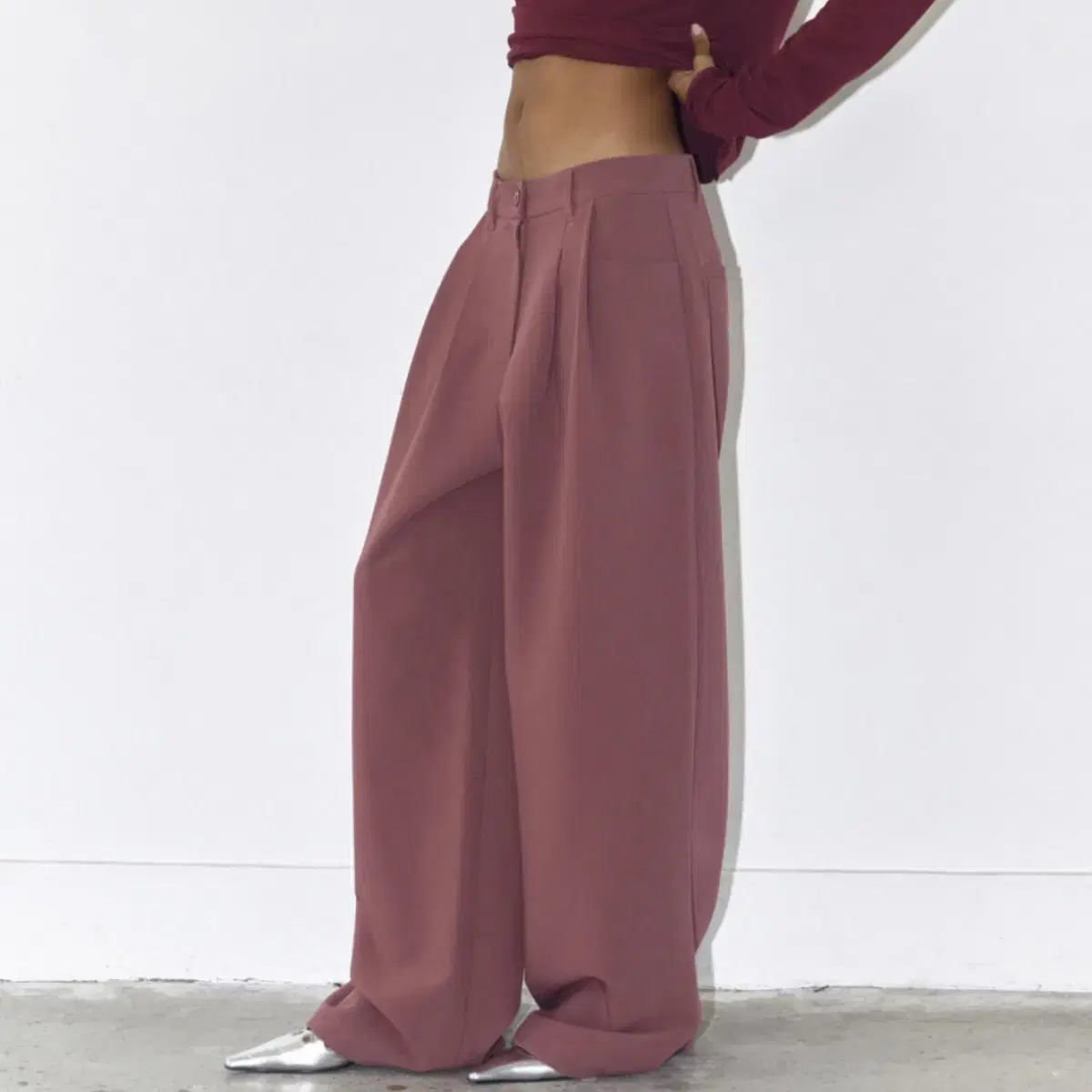 폴리수엠 OVERSIZED TUCK PANTS, PINK