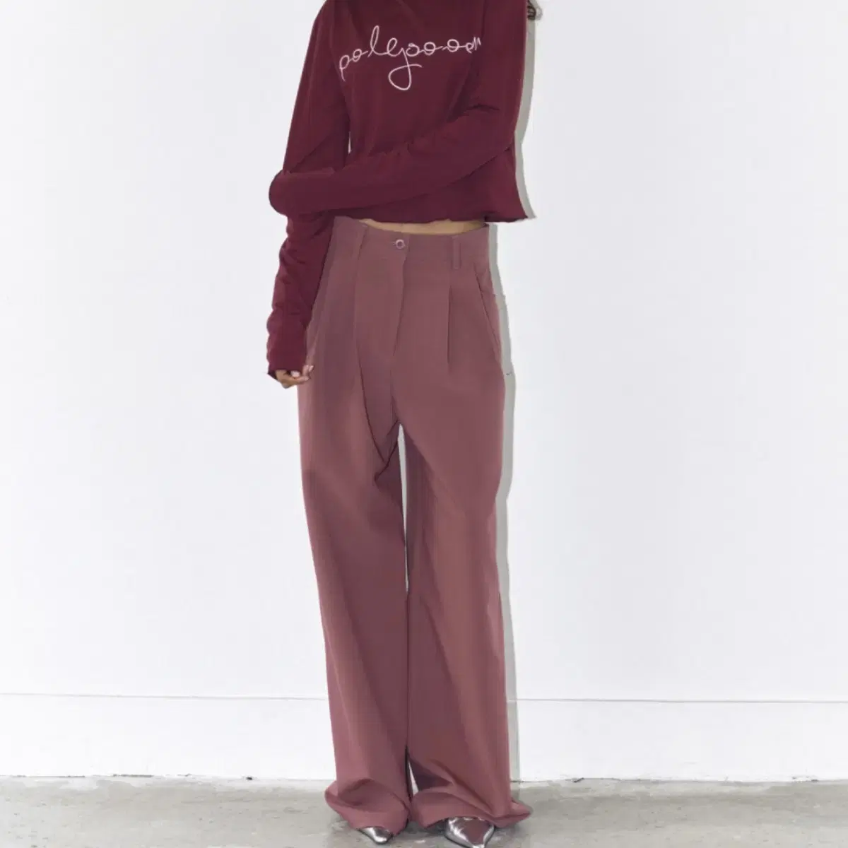 폴리수엠 OVERSIZED TUCK PANTS, PINK