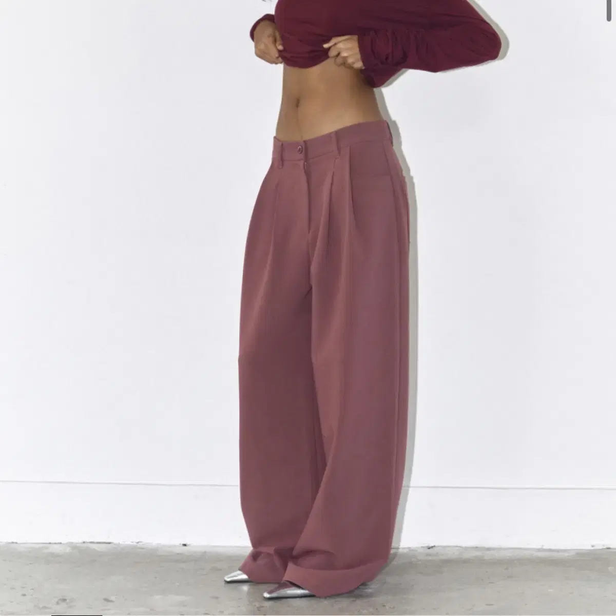 폴리수엠 OVERSIZED TUCK PANTS, PINK