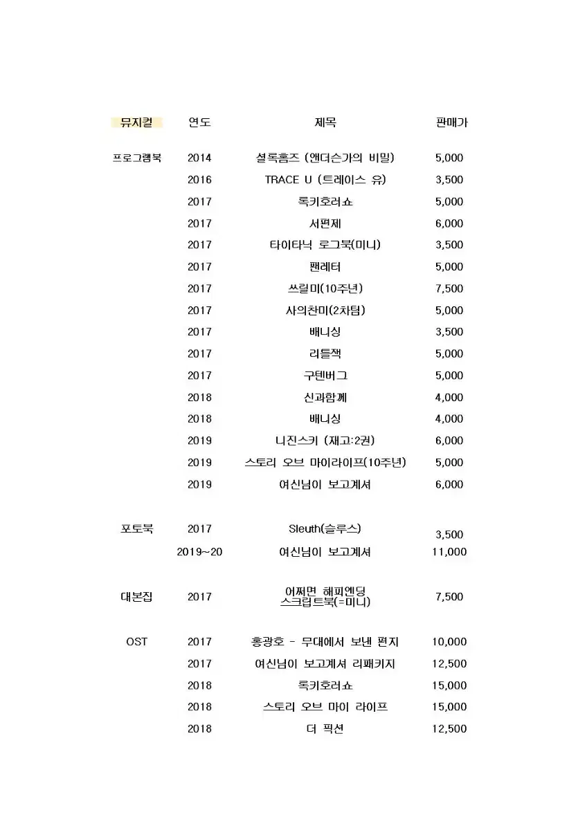 연극 뮤지컬 MD 반값에 판매합니다~