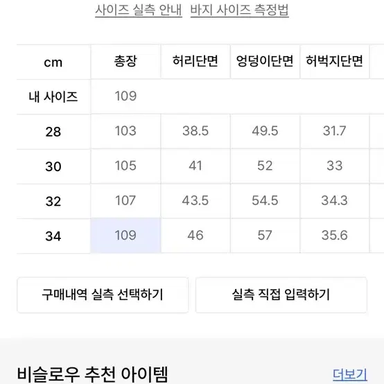 비슬로우 원 턱 셀비지 데님(미사용)