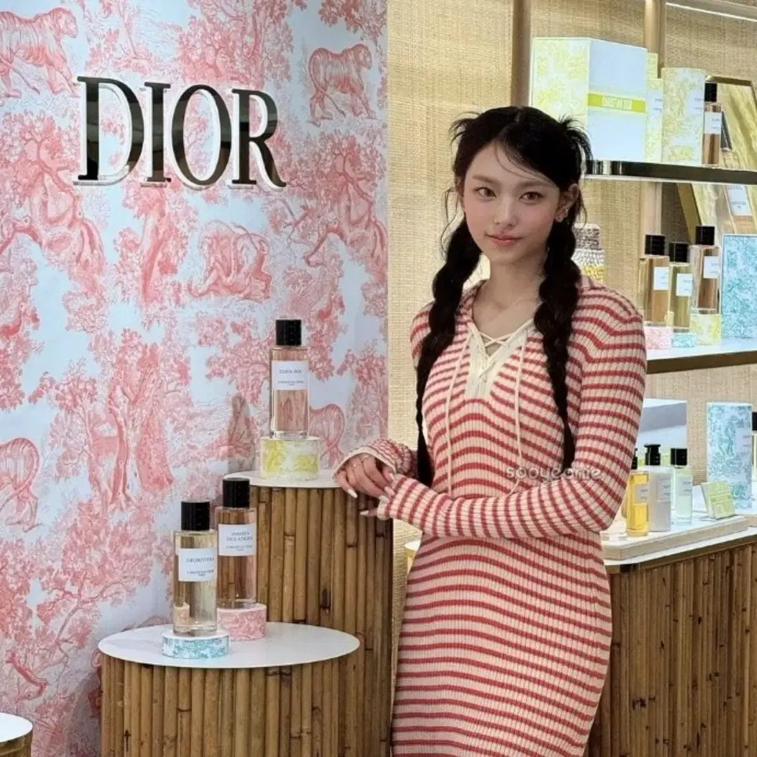 정품 DIOR 디올 세일러 스트라이프 니트 원피스 36