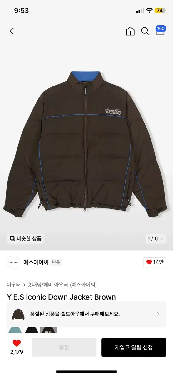 (L)예스아이씨 패딩 Iconic Down Jacket Brown