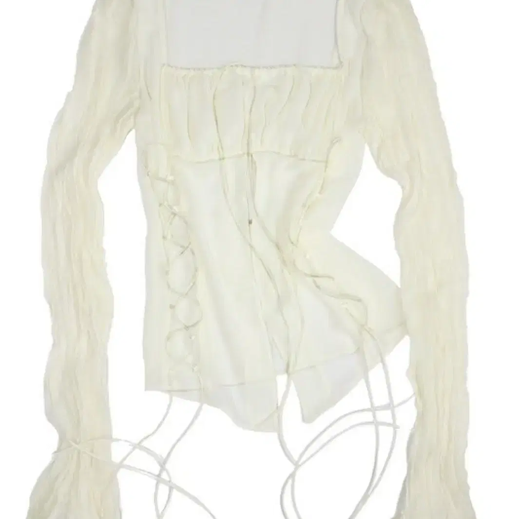 [새상품] 본네 Lace up chiffon blouse