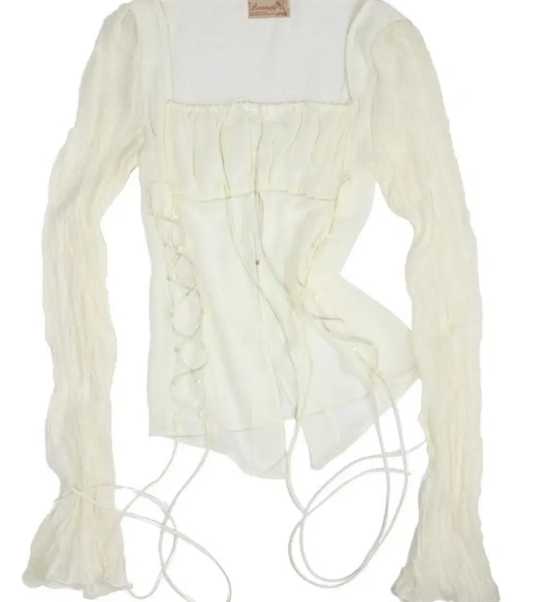 [새상품] 본네 Lace up chiffon blouse