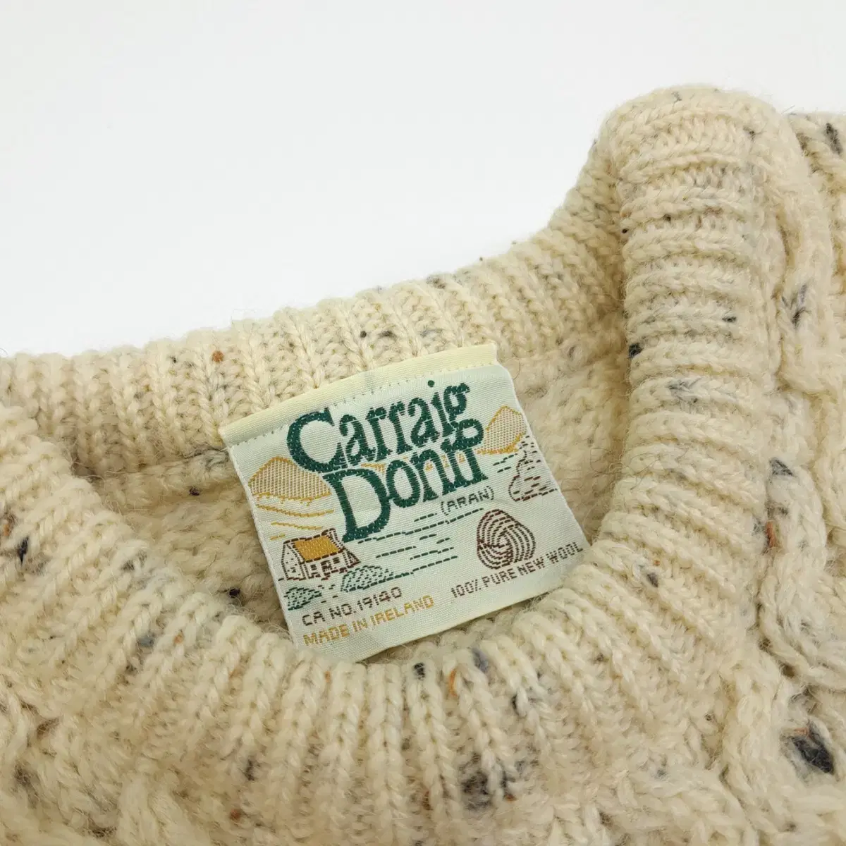 (CS256)S Carraig Don 아란 피셔맨 울 핸드니트 knit