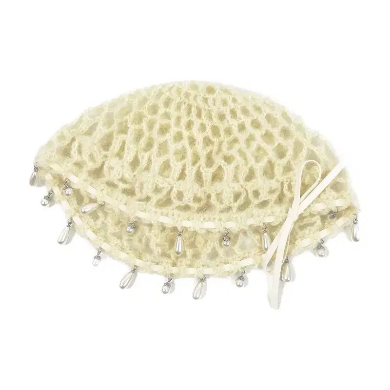 알크미 Pearl drop mohair crochet beanie 비니