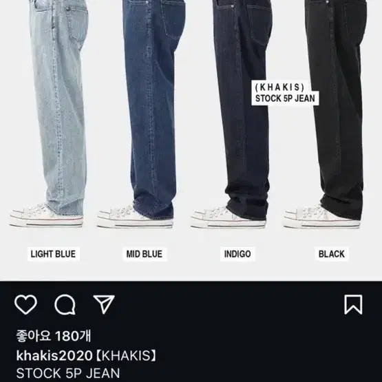 Khakis 스탁 5p 데님 진 미드 블루 S