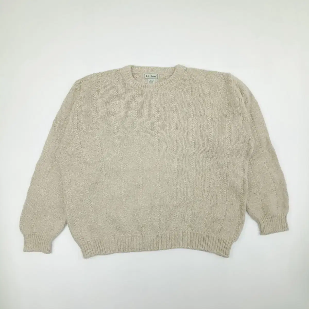 (CS260)L 엘엘빈 80s 베이지 라운드 USA 니트 스웨터 knit