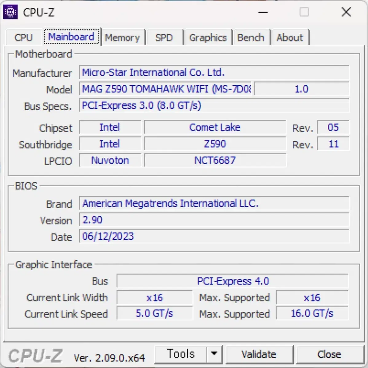 msi 메인보드 z590 토마호크 wifi