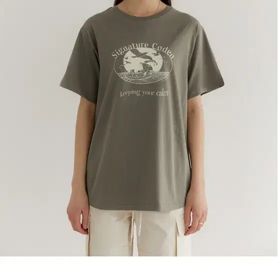 모센틱 MOSSENTIC Graphic box T-shirt_Khaki