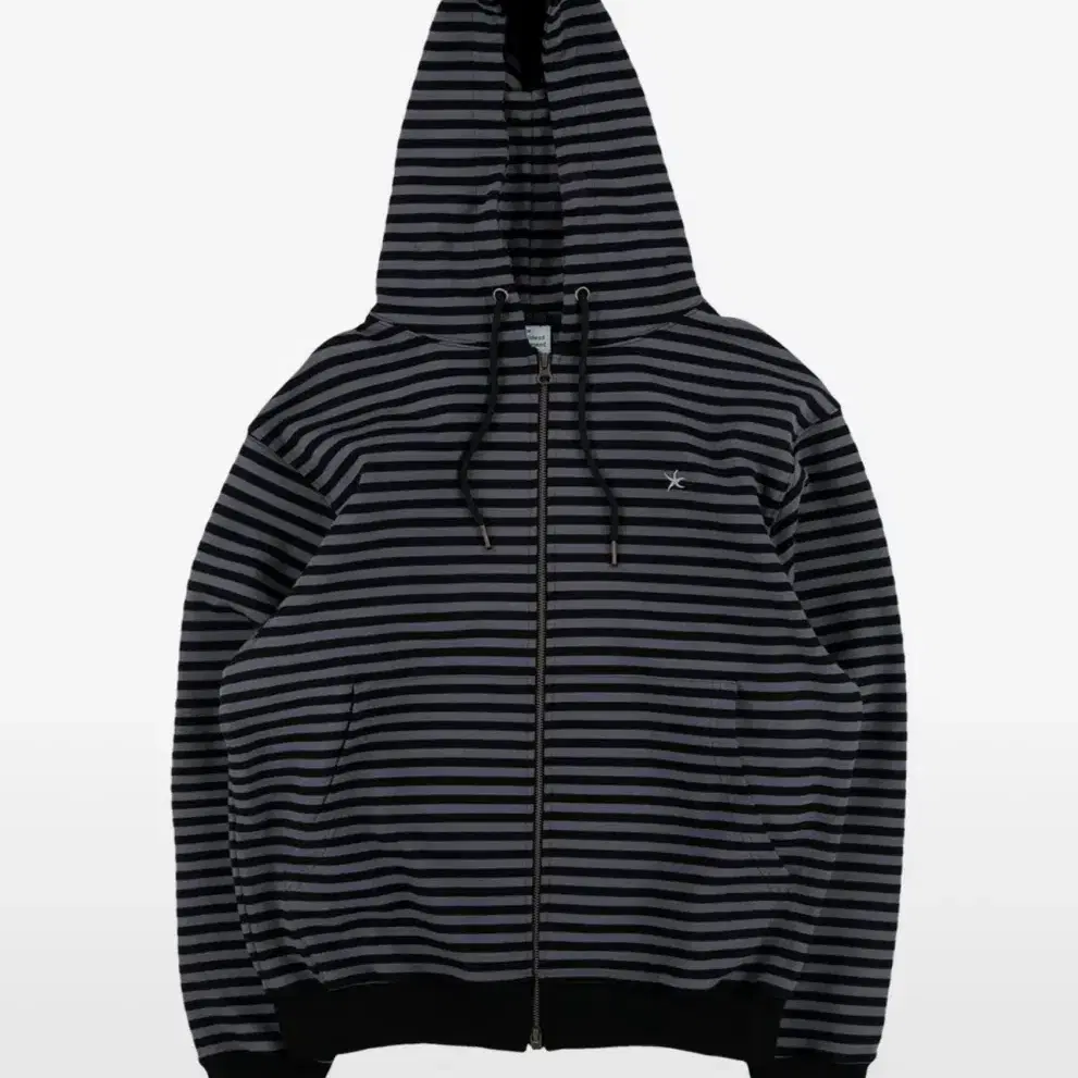 TCM stripe hooded zip-up(charcoal/black)