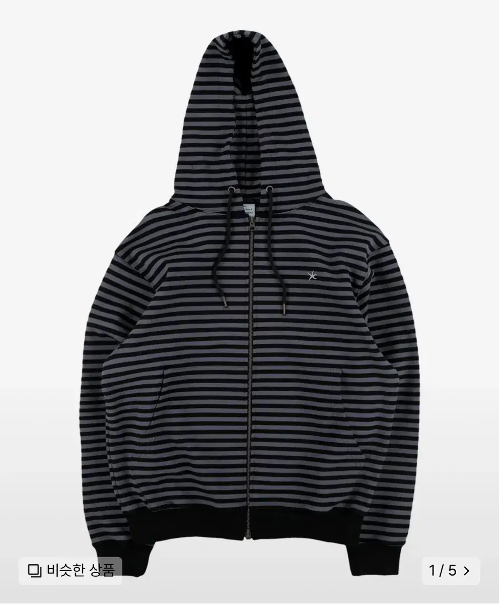 TCM stripe hooded zip-up(charcoal/black)