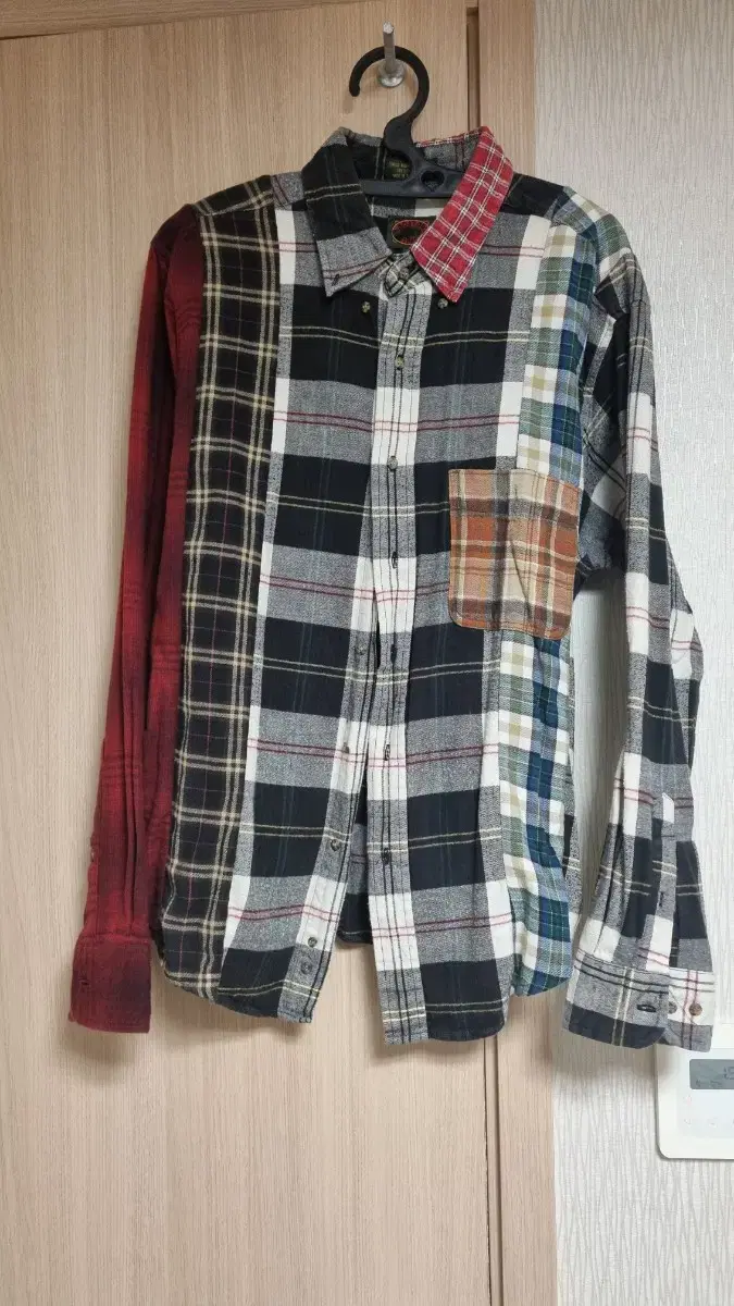 Reworked check shirt loose 100 size