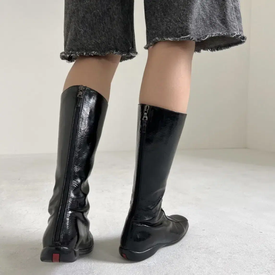 Prada sports patent leater boots