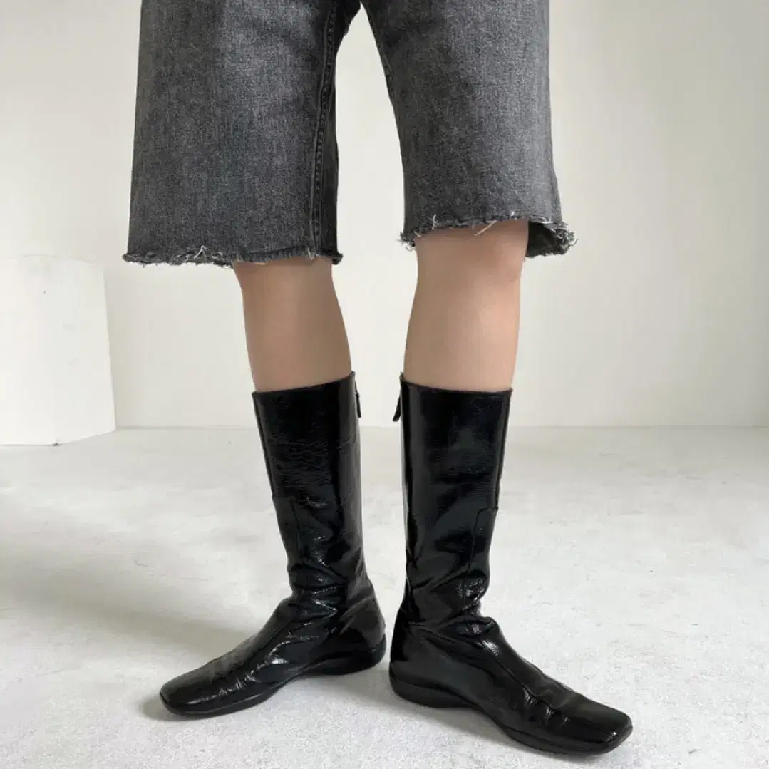 Prada sports patent leater boots