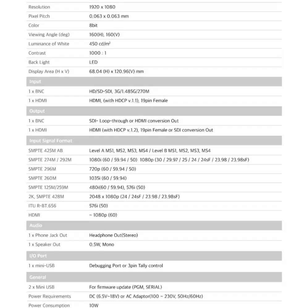 BON 본 FM-055F / 5.5인치 Full-HD 필드모니터