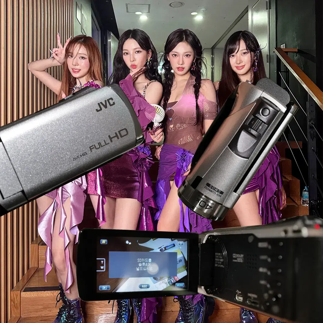 신품급 중급형 JVC GZ-HM390 빈티지 캠코더 (에스파 카리나)