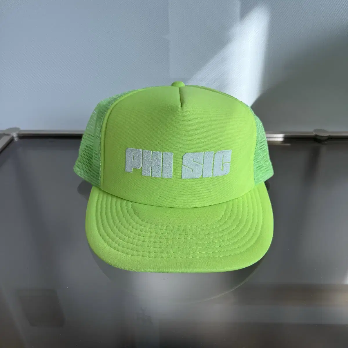 USA PHI SIG neon light green mesh cap