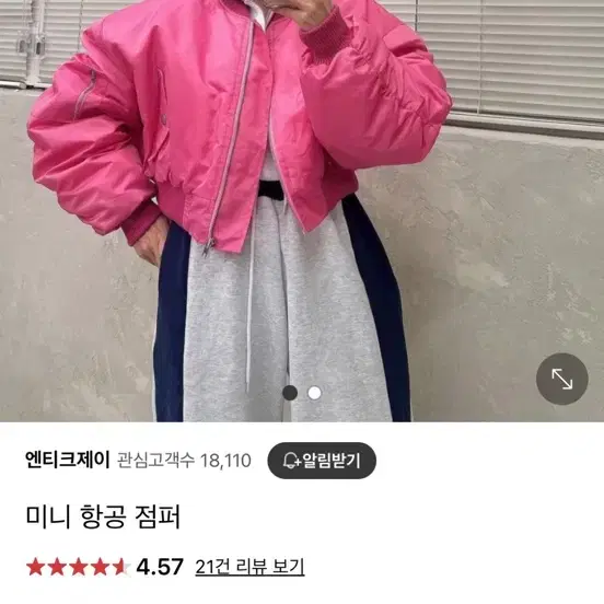 엔티크제이 미니항공점퍼 핑크