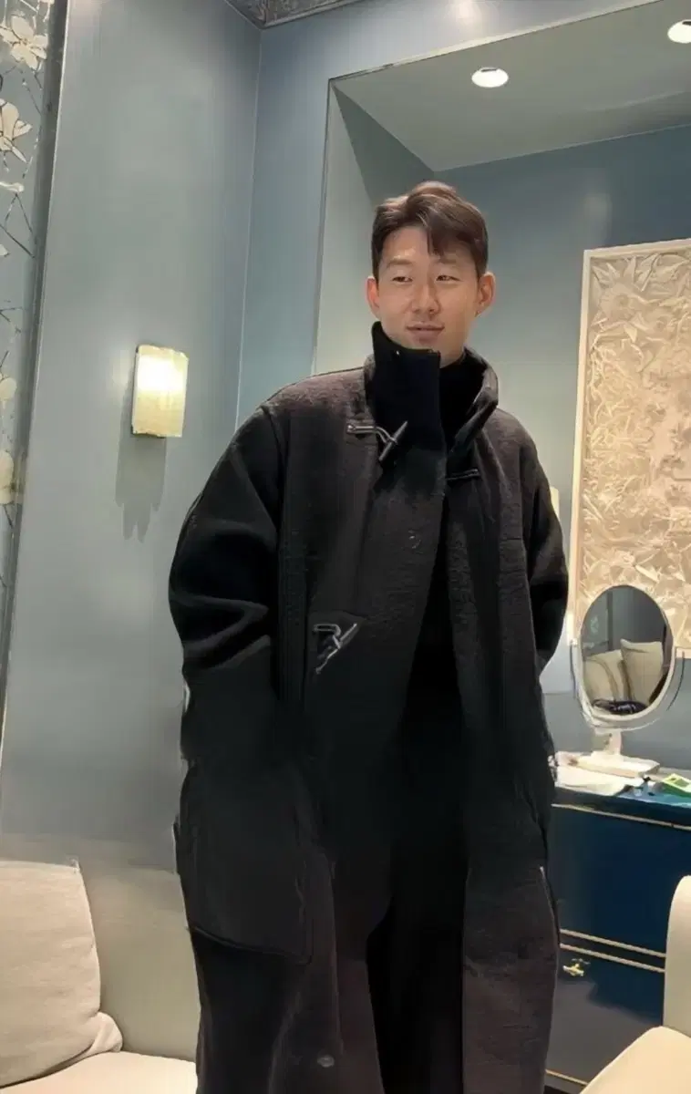 Brown Son Heung-min duffel coat for L'Hermès