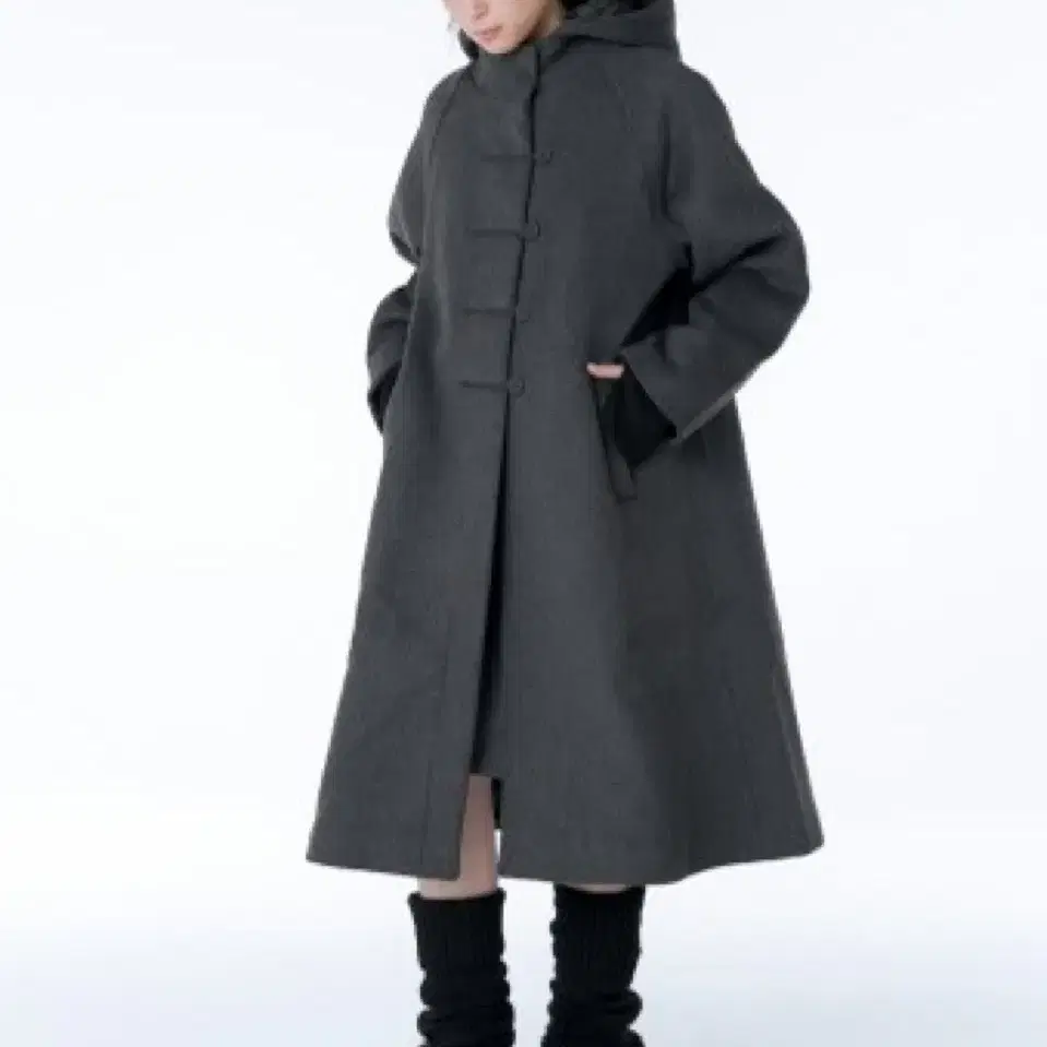 미세키서울 hoodie long duffle coat 차콜