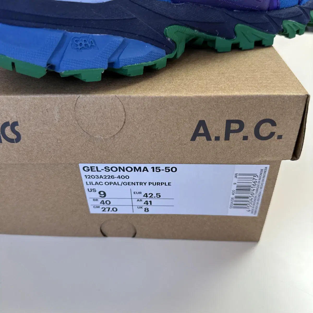 아식스 아페쎄 (asics x apc) 젤소노마 us9 새상품