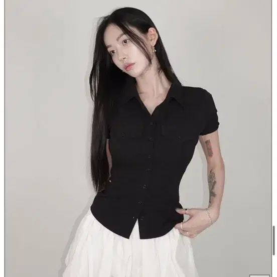 Pocket Puff Shirts 블랙,화이트