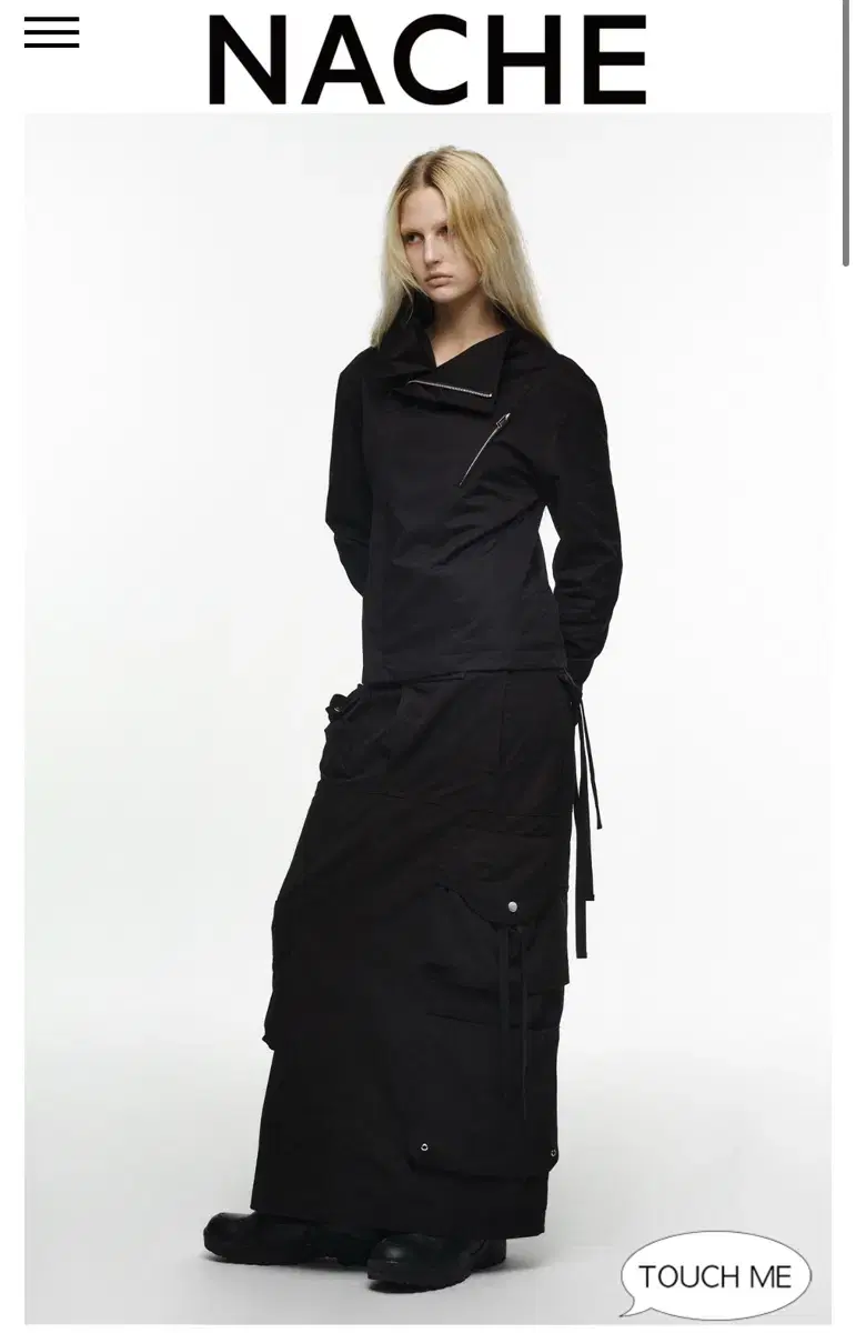 nache 나체 STRAP CARGO MAXI SKIRT BLACK