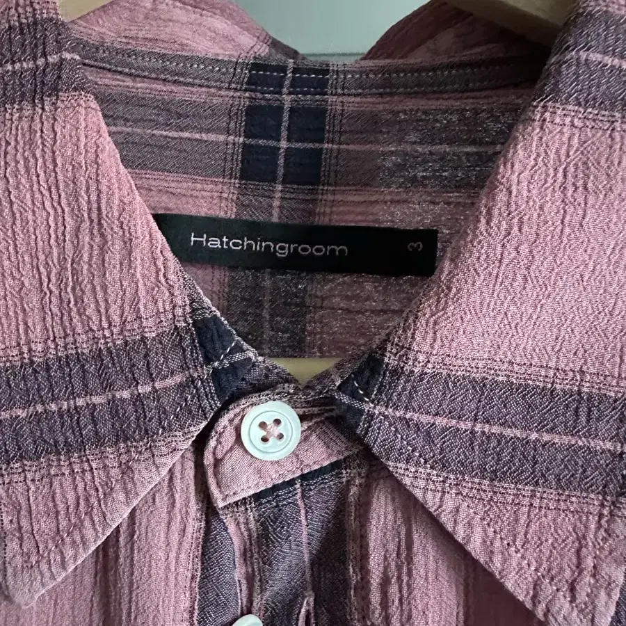 해칭룸 classic shirt over dyed check pink