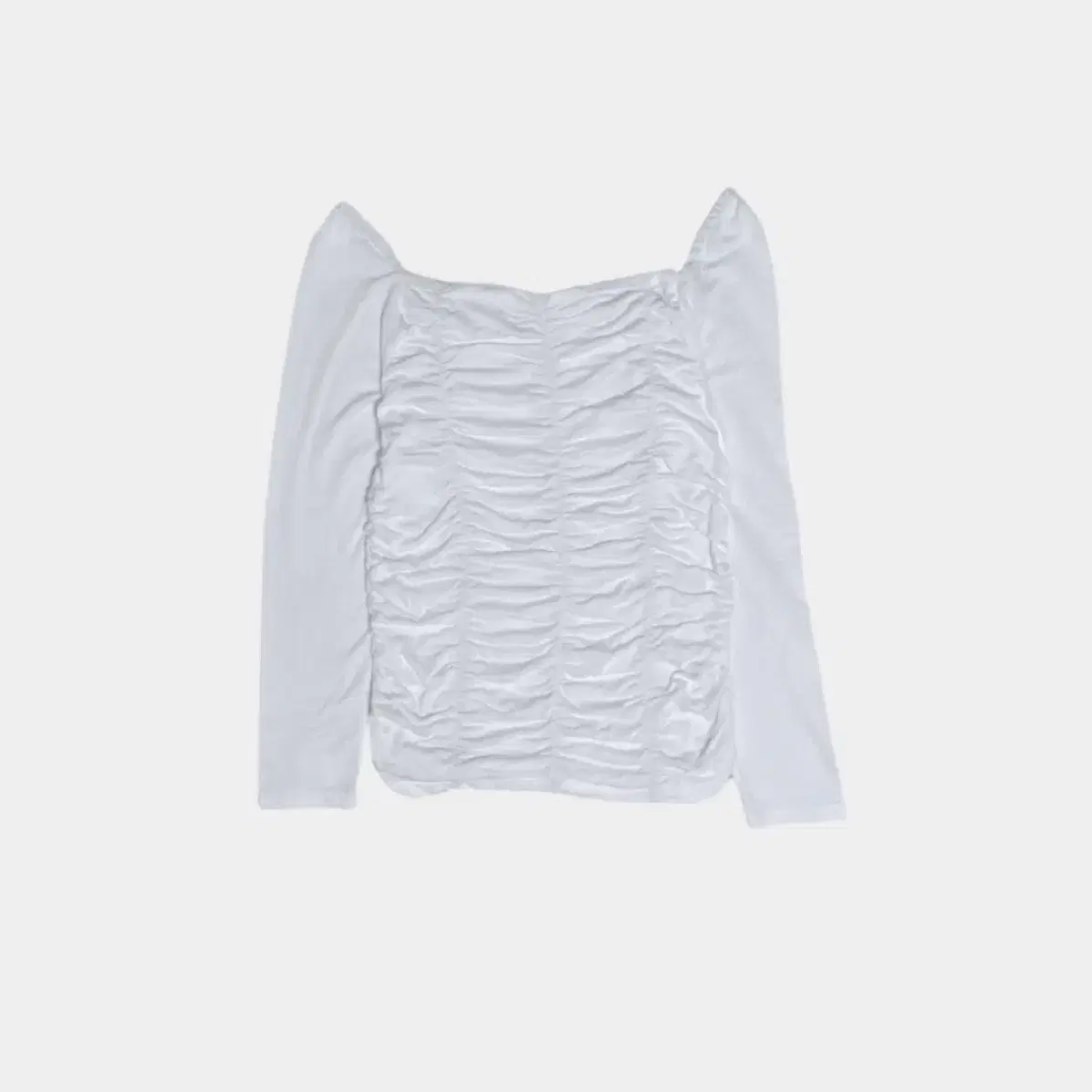 shirring square-neck long sleeves tee