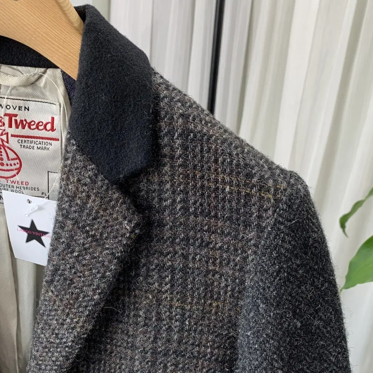 BEAUTY&YOUTH  Harris Tweed 체크 배색 울코트