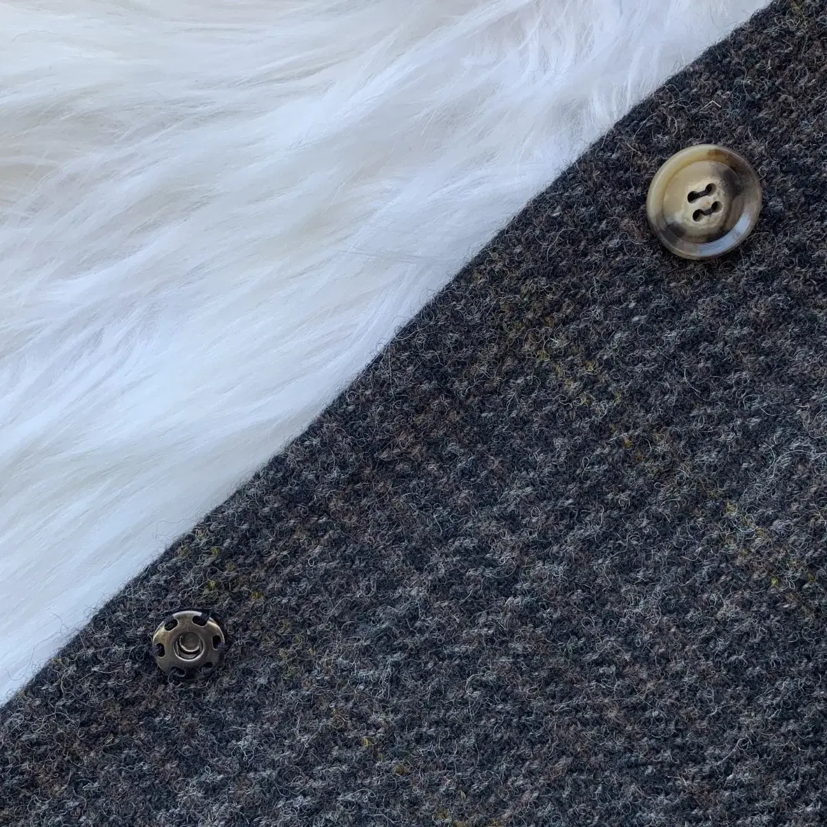 BEAUTY&YOUTH  Harris Tweed 체크 배색 울코트