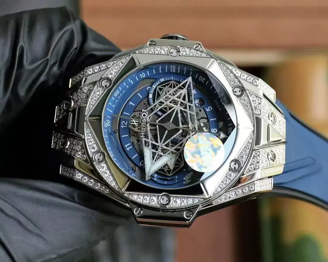 HUBLOT big bang sang bleu푸른색 문신을 새긴 손목시계