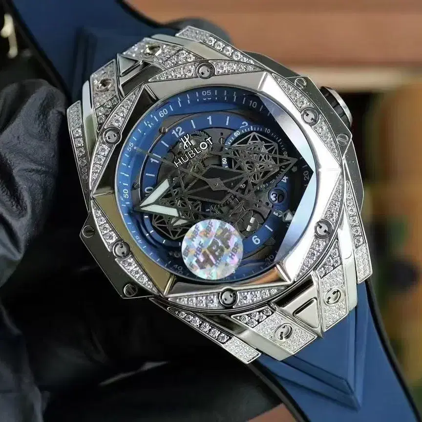 HUBLOT big bang sang bleu푸른색 문신을 새긴 손목시계