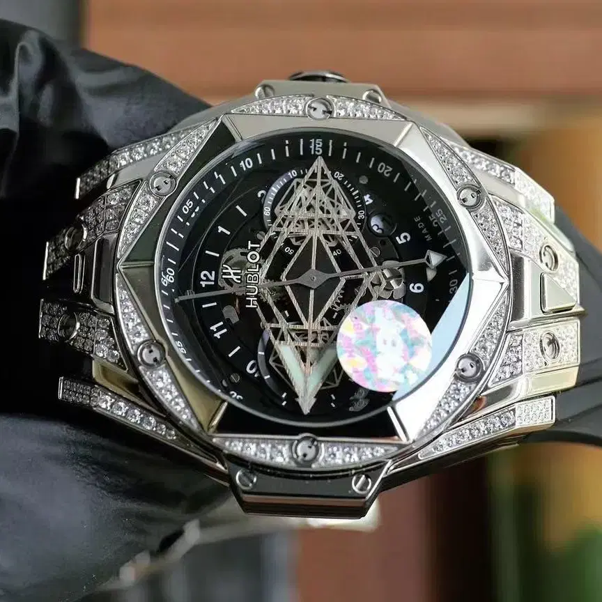 HUBLOT big bang sang bleu검정색 문신 손목시계