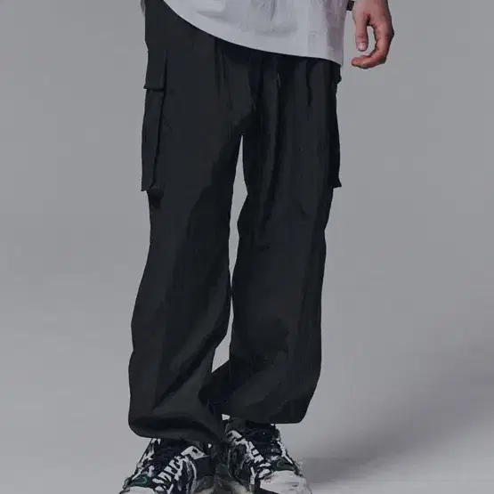 낫포너드 Nylon Cargo Wide Pants - Black